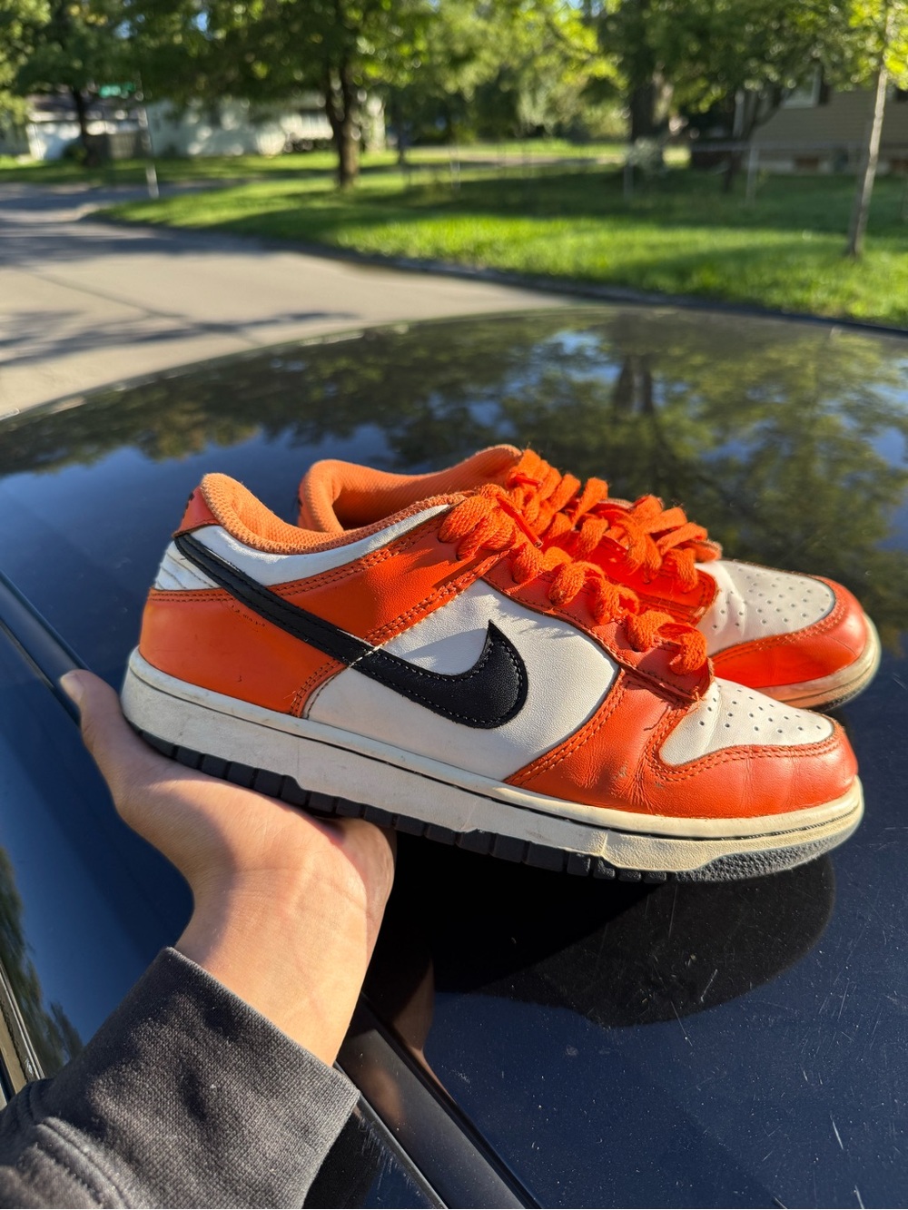 Nike Kids Orange, White & Black Low-Top Sneakers